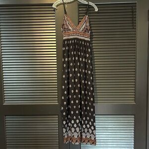 Ganji Boho Maxi Dress, Double Spaghetti Straps, Transitional Fall Colors Size Lg
